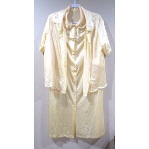 Vtg. 70's 2-Piece Nightgown Lingerie Set Henson Kickernick Women Yellow Lg